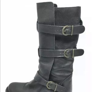 Steve Madden Buck Riding Boots Leather Buckle C15